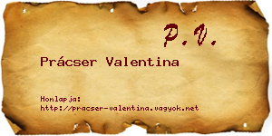 Prácser Valentina névjegykártya